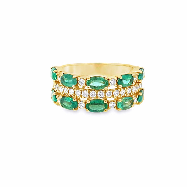 Anillo para Dama en 14K en Oro Amarilllo con 0.57CT en Diamantes y 2.25CT en Esmeraldas