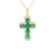 Cruz con cadena en oro amarillo de 14K con 0.48 ct en diamantes y 3.81 ct en esmeraldas