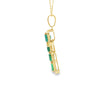 Cruz con cadena en oro amarillo de 14K con 0.48 ct en diamantes y 3.81 ct en esmeraldas