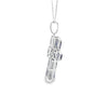 Cruz con cadena en oro blanco de 14K con 0.48 ct en diamantes y 3.81 ct en zafiros