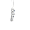 Cruz con cadena en oro blanco de 14K con 0.36 ct de diamantes y 2.23 ct de zafiros