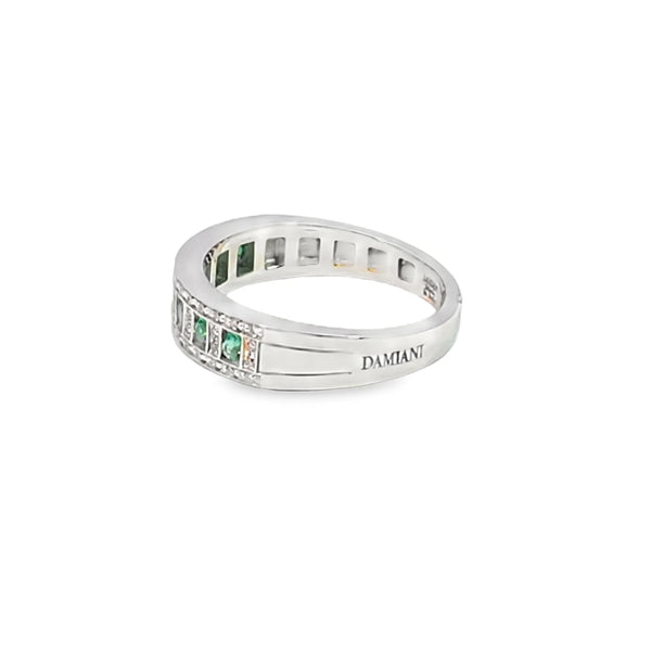 Anillo de dama en oro de 18K OB con diamante de 0.12 ct y esmeralda de 0.21 ct - Damiani