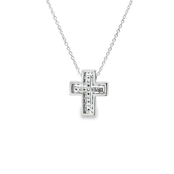 Cruz con cadena en oro de 18K OB con diamante de 0.16 ct - Damiani