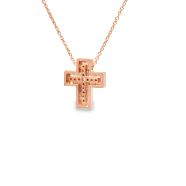 Cruz con cadena en oro de 18K OA con diamante de 0.17 ct - Damiani