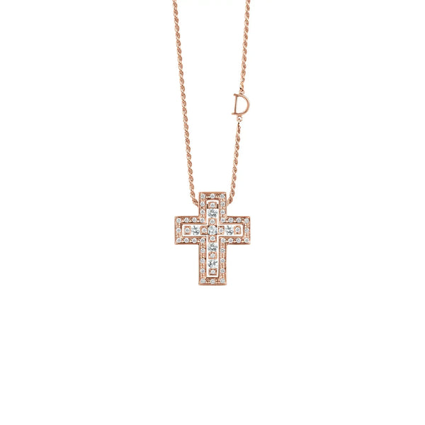 Cruz con Cadena en Oro Amarillo de 18K con Diamantes de Damiani