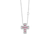 Cruz con Cadena en Oro Blanco de 18K con Diamantes y Rubí de Damiani