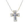 Cruz con cadena en oro de 18K OB con diamantes de 0.27 ct y 0.42 ct, acentuada con zafiro - Damiani