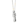 Cruz con cadena en oro de 18K OB con diamantes de 0.27 ct y 0.42 ct, acentuada con zafiro - Damiani