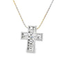 Cruz con cadena en oro de 18K OB con diamantes de 0.27 ct y 0.42 ct, acentuada con zafiro - Damiani