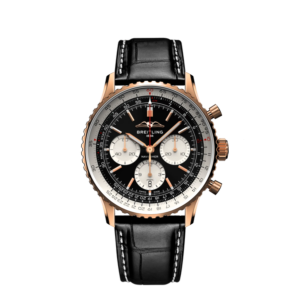 Reloj Breitling Navitimer de oro automático de 43 mm con correa de piel negra
