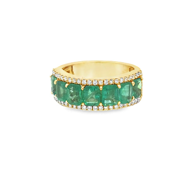 Anillo para Dama en 14K en Oro Amarillo con 0.44CT en Diamantes y 3.27CT en Esmeraldas