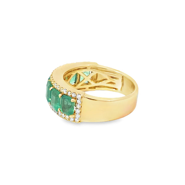 Anillo para Dama en 14K en Oro Amarillo con 0.44CT en Diamantes y 3.27CT en Esmeraldas
