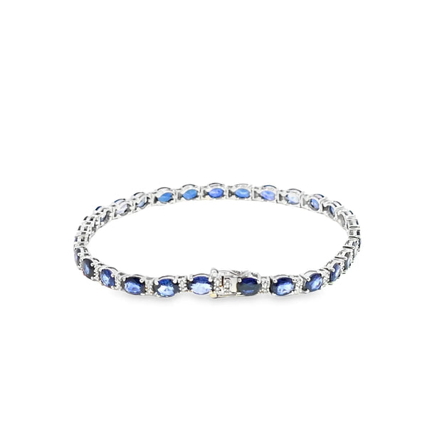Brazalete en oro de 14K OB con diamante de 0.31 ct y zafiro de 21.2 ct