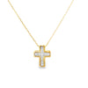 Cruz con cadena en oro amarillo de 14K con 0.06 ct en diamante H SI1