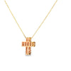 Cruz con cadena en oro amarillo de 14K con 0.06 ct en diamante H SI1