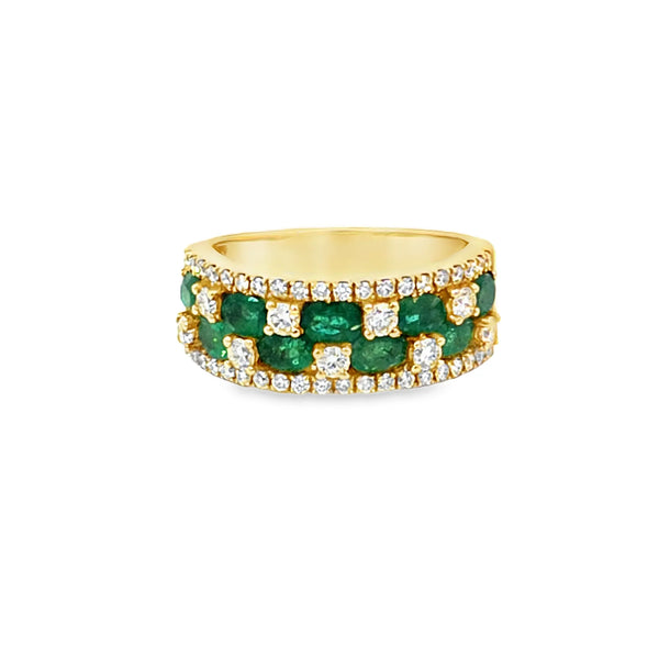 Anillo para Dama en 14K en Oro Amarillo con 0.67Ct en Diamantes y 1.40CT en Esmeraldas