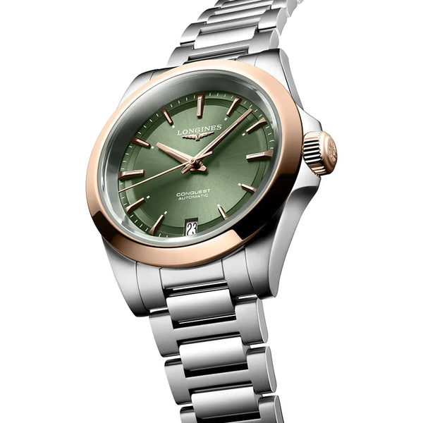 Reloj Longines Conquest Bicolor Automático 34MM Verde