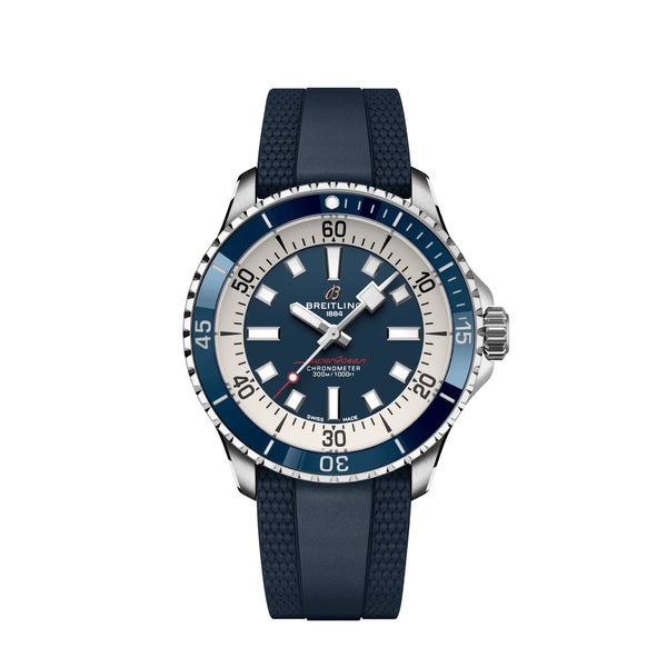 Reloj Breitling Superocean de acero automático de 42 mm en azul con correa de caucho