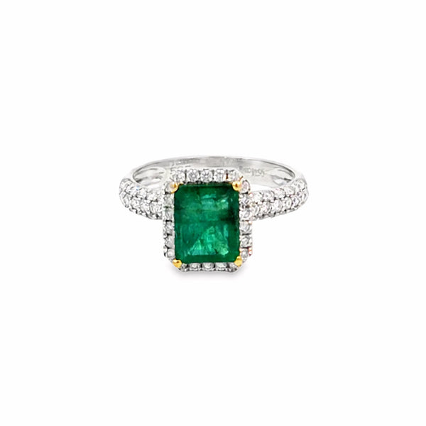 Anillo para Dama en 14K en Oro Blanco con 0.67CT en Esmeralda