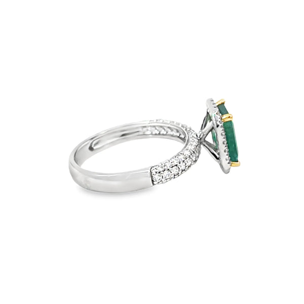 Anillo para Dama en 14K en Oro Blanco con 0.67CT en Esmeralda