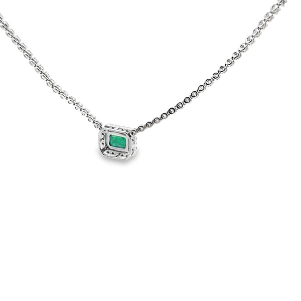 Gargantilla en 14K en Oro Blanco con 1.30CT en Diamantes y 1.83CT en Esmeralda