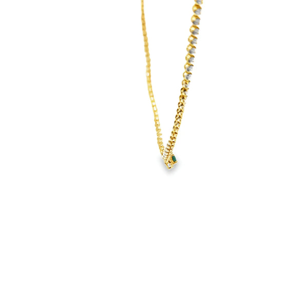 Gargantilla en 14K en Oro Amarillo con 1.15CT en Diamantes y 0.76CT en Esmeralda