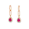 Aretes en 18K en Oro Rosa con 0.25CT en Diamantes y 1.65CT en Rubíes