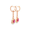 Aretes en 18K en Oro Rosa con 0.25CT en Diamantes y 1.65CT en Rubíes