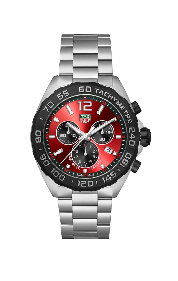 Reloj TAG Heuer Formula 1 Cronógrafo de 43 mm en Acero Inoxidable con Movimiento de Cuarzo y Esfera Roja