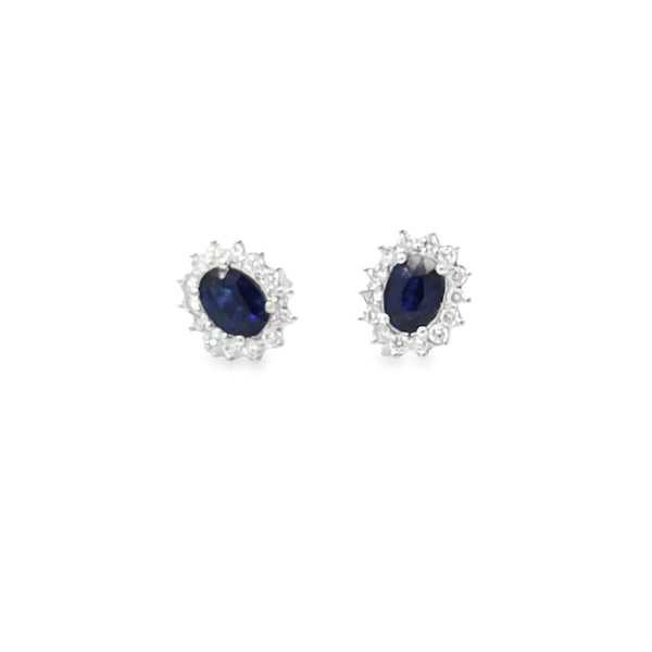 Aretes en oro blanco de 14K con 0.50 ct en diamantes y 1.84 ct en piedras centrales