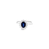 Anillo para dama en oro blanco de 14K con 0.25 ct en diamantes y 1.00 ct en zafiro