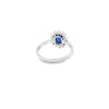 Anillo para dama en oro blanco de 14K con 0.25 ct en diamantes y 1.00 ct en zafiro