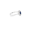 Anillo para dama en oro blanco de 14K con 0.25 ct en diamantes y 1.00 ct en zafiro