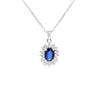 Dije con cadena en oro blanco de 14K con 0.32 ct en diamantes y 0.95 ct de zafiro