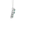 Cruz con cadena en oro blanco de 14K con 0.32 ct de diamantes y 1.1 ct en esmeraldas