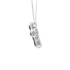 Cruz con cadena en oro blanco de 14K con 0.33 ct en diamantes y 1.39 ct de zafiro