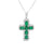 Cruz con cadena en oro blanco de 14K con 0.48 ct en diamantes y 3.81 ct de esmeraldas
