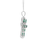 Cruz con cadena en oro blanco de 14K con 0.48 ct en diamantes y 3.81 ct de esmeraldas