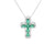 Cruz con cadena en oro blanco con 0.36 ct en diamantes y 2.23 ct en esmeraldas