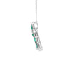 Cruz con cadena en oro blanco con 0.36 ct en diamantes y 2.23 ct en esmeraldas
