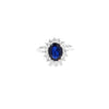 Anillo para dama en oro blanco de 14K con 0.49 ct en diamantes y 2.29 ct de zafiro