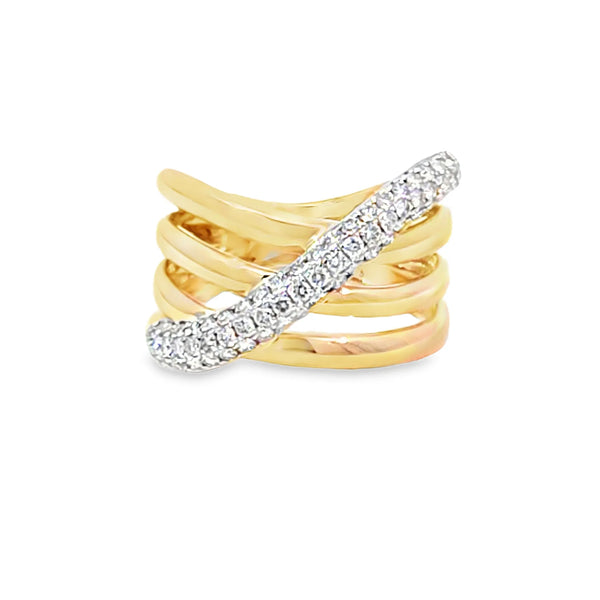 Anillo para dama en oro amarillo de 14K con 0.73 ct de diamantes