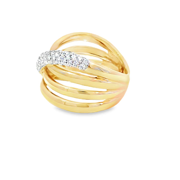 Anillo para dama en oro amarillo de 14K con 0.73 ct de diamantes