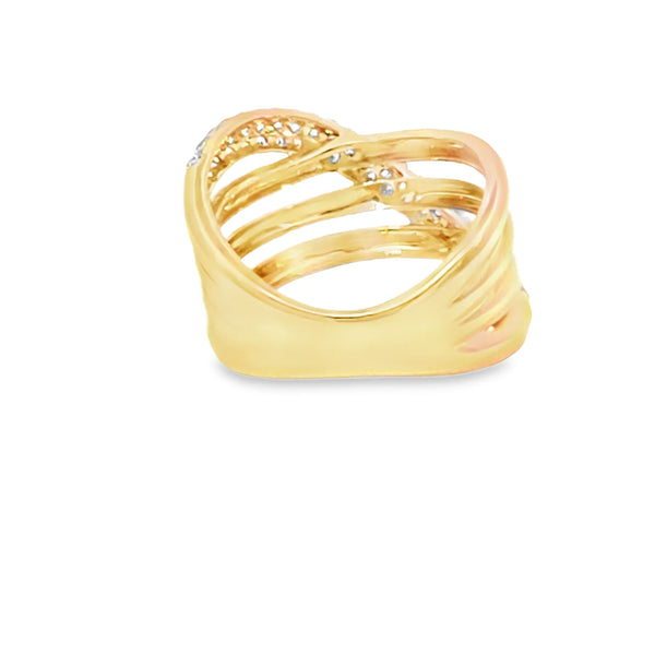 Anillo para dama en oro amarillo de 14K con 0.73 ct de diamantes