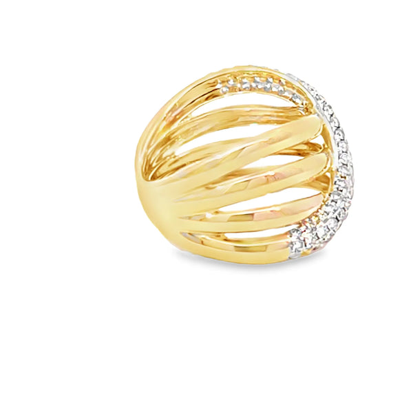 Anillo para dama en oro amarillo de 14K con 0.73 ct de diamantes