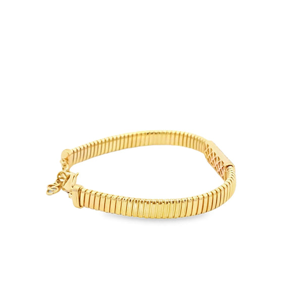 Brazalete en oro amarillo de 14K con 0.32 ct en diamantes