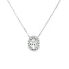 Dije con cadena en oro blanco de 14K con diamante ovalado de 0.50 ct