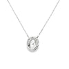 Dije con cadena en oro blanco de 14K con diamante ovalado de 0.50 ct