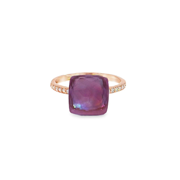 Anillo femenino en oro de 14K con diamante de 0.09 ct, estilo atemporal
