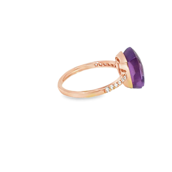 Anillo femenino en oro de 14K con diamante de 0.09 ct, estilo atemporal